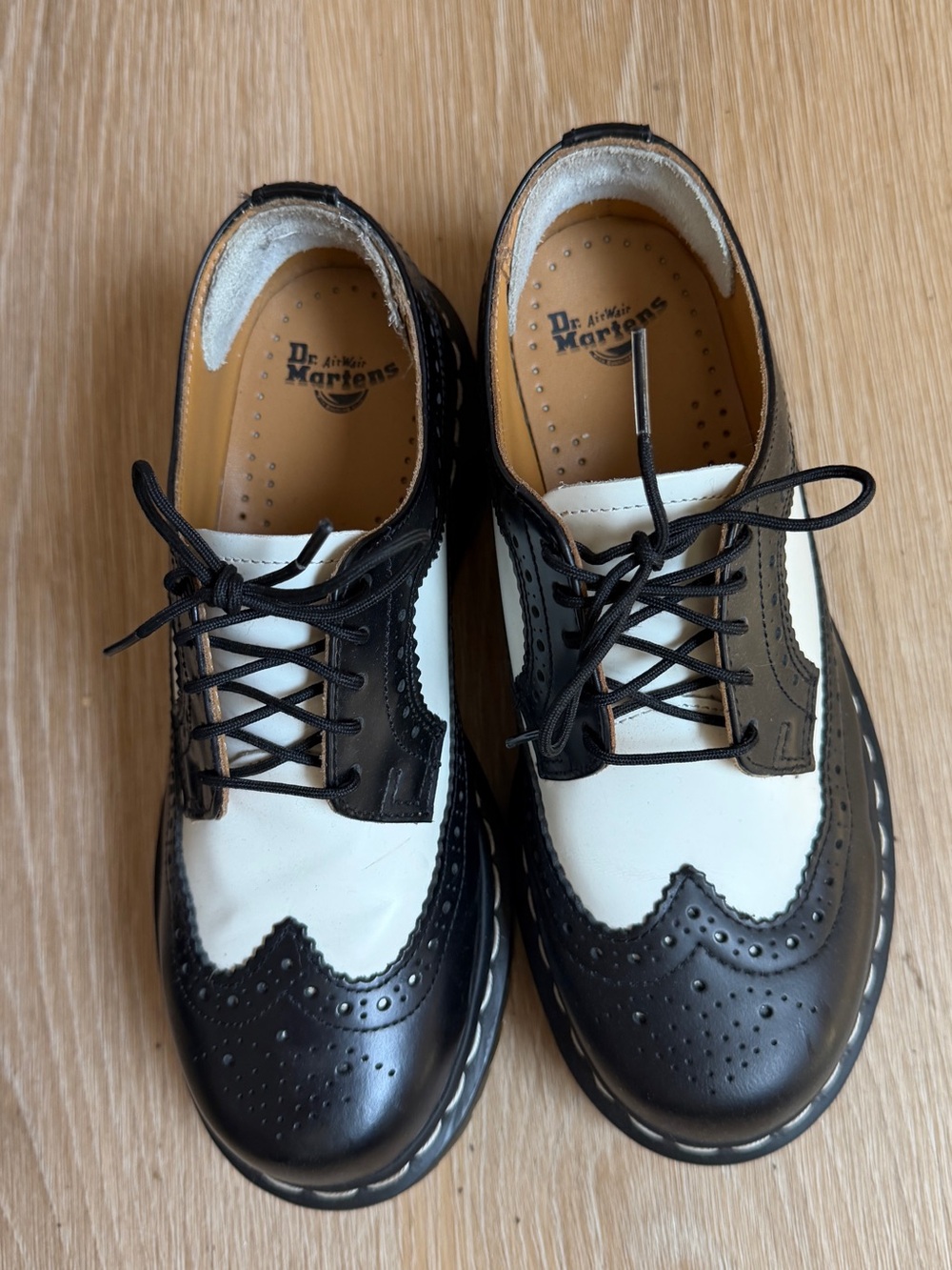 Dr. Martens Black and White Wingtip size 8